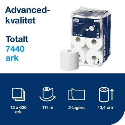 Toalettpapper Tork Advanced T9 2-lag 12rl/kolli