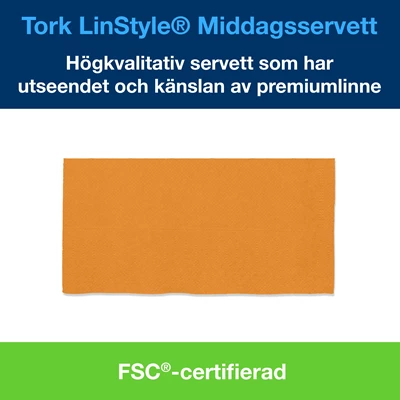 Servett Tork Linstyle 39x39cm 1/8 Orange 600st