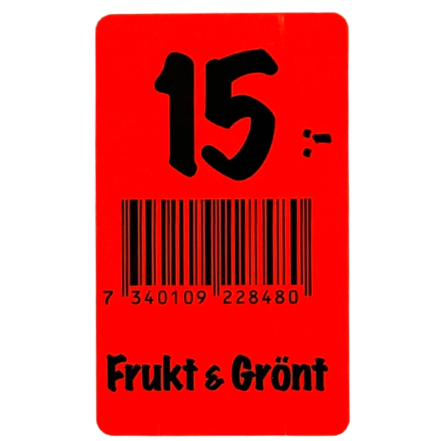 Etikett Frukt och grönt 15kr med EAN 2000st/rl