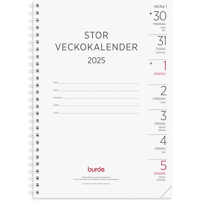 Stor Veckokalender 2025 refill