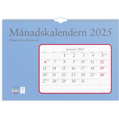 Väggkalender 2025 Månadskalendern