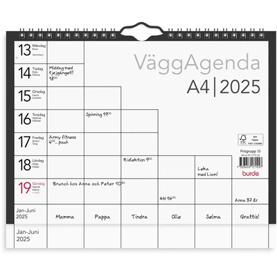 Väggkalender 2025 Väggagenda A4