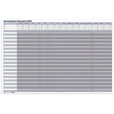 Kalender 2025 Semesterplan/Årsprojekt whiteboard