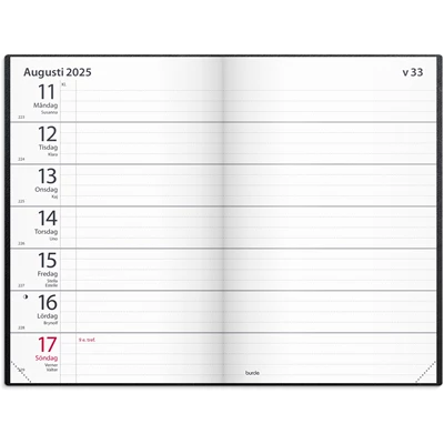 Kalender 2025 Fickagenda Svart konstläder