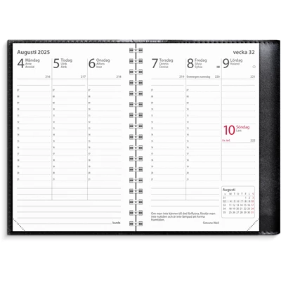 Kalender 2025 Prestige de Luxe Svart skinn