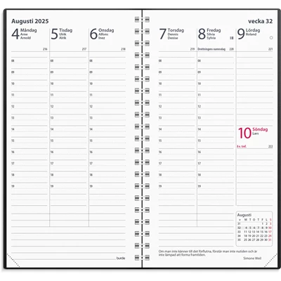 Kalender 2025 Interplano II Svart plast