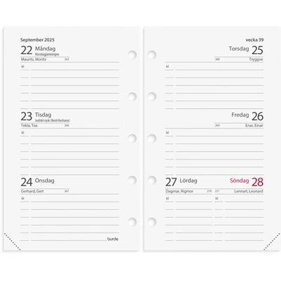 Systemkalender 2025 Mini Svart skinn