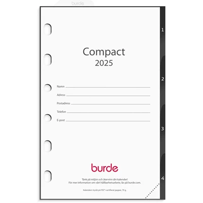 Kalender 2025 Compact grundsats