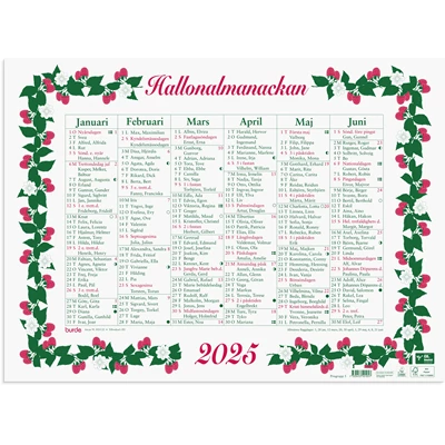 Väggkalender 2025 Stora Hallonalmanackan