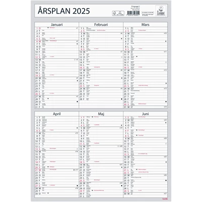 Väggkalender 2025 Årsplan