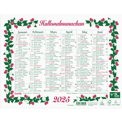 Väggkalender 2025 Lilla Hallonalmanackan