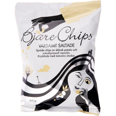 Chips Bjäre Varsamt Saltade 200g 18st/kolli