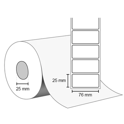 Etikett Thermo TC perf 76x25mm 2580st/rl x 12rl